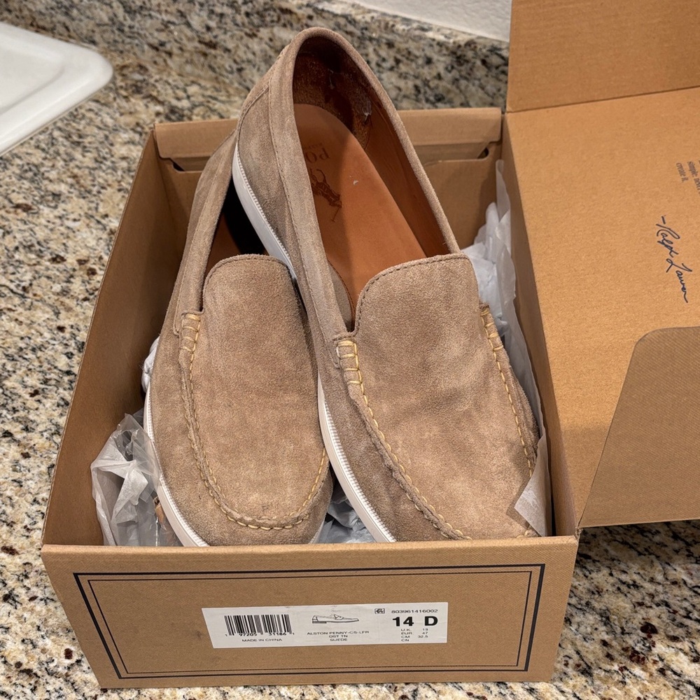Polo by Ralph Lauren Tan Suede Slip-On Loafers